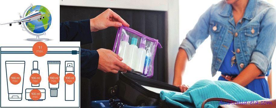 Liquids in hand baggage on Airplane